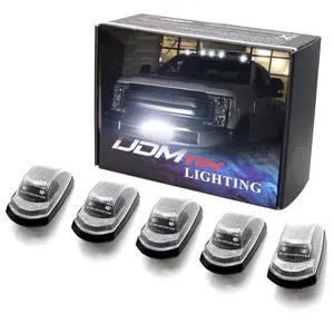 iJDMTOY Semi-Clear Lens Xenon White Full LED Cab Roof Marker Lamps Replacement For Ford 2017-up F250 F350 F450 F550 Super Duty (Replace OEM Amber Lens)