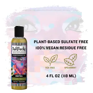 Dollylocks Conditioning Oil | Tea Tree Spearmint | Mintea | Hair Growth Scalp Nourishing with Organic Plant-based Ingredients. Moisture for Braids, Locs, Twists, Curls, and Dreadlocks. Dry scalp relief removing dandruff and buildup. All hair types.