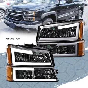 CROSSDESIGN Fit For 2003-07 Chevy Silverado/Avalanche LED DRL Clear Headlights Amber Signal