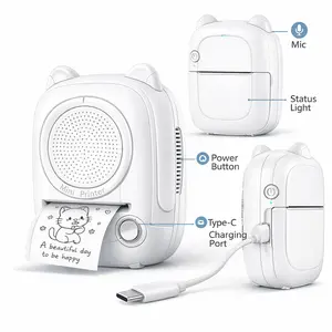 AI Sticker Printer, Wireless Thermal Mini Printer with Voice Control, Prints Text, Photos & AI Drawings, Portable Inkless Label & Sticker Printer for Kids, Students & Home Use