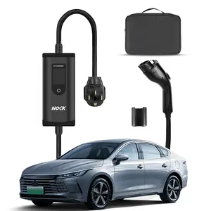 Tesla NACS portable electric vehicle charger, Class 1 and 2, 16A, compatible with 110V/240V, equipped with NEMA 5-15 and 6-20 plugs, 25 foot cable, adjustable charging rate, up to 3.84 kW, suitable for home or anytime charging, portable
