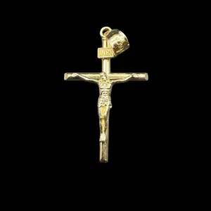 14K SOLID GOLD CRUCIFIX PENDANT 27MM