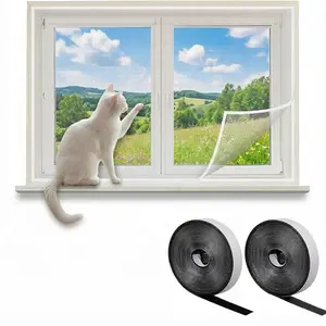 White Window Screen Mosquito Net, Reusable Insect Protection for Windows & Doors, Easy Hook and Loop Installation, Invisible Breathable Mesh for Home Use