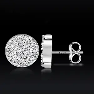GAB High Quality Iceout ZC Punk Rock Stud Earrings Men's Dumbbell Earrings For Man&Woman,unsiex Family Christmas Valentine's Day Gift Luxury Jewelry