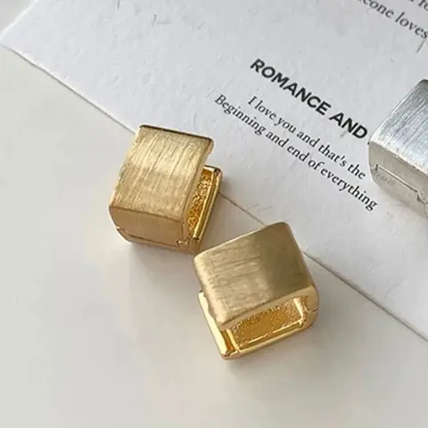 Women's Elegant Geometric Square Hoop Earrings, Lightweight Earring, Fashionable Daily Commute Jewelry, Simple Design, All Season Wear, Dainty Fashion Jewelry, Elegant Minimalist Earrings, Earrings Hoops