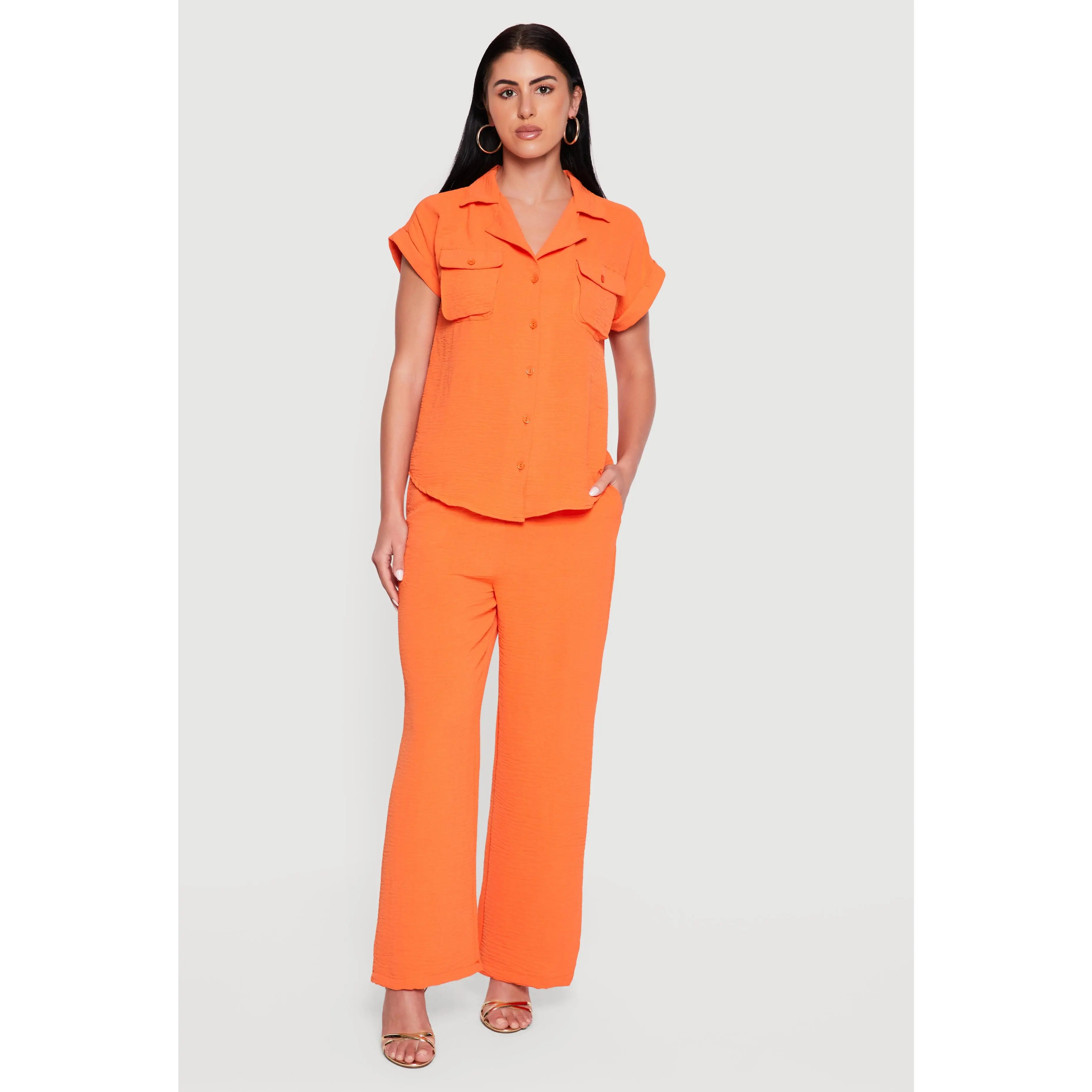 Crepe Knit Drawstring Waist Wide Leg Pants