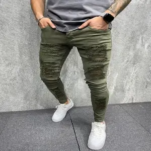 American Style Trend Elastic Slim Fit Jeans, Fashionable Water Washed Versatile Chimney, Small Leg Pants, Patch Pants with Fabric