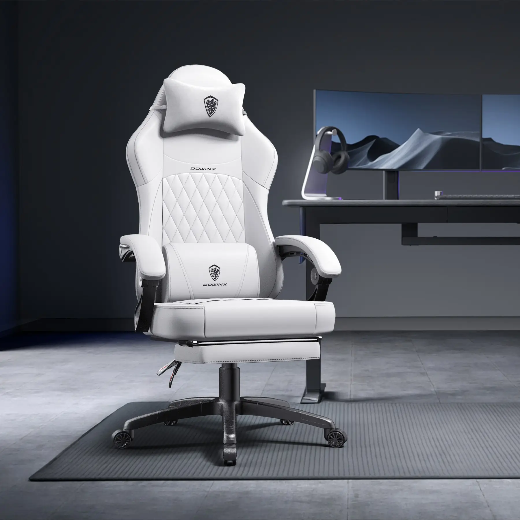 Dowinx Gaming Chair with Pocket Spring Cushion, Ergonomic Computer Chair with Massage Lumbar and Footrest for Adults, 300LBS