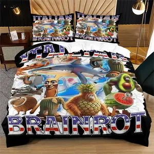 Italian Brainrot and Chimpanzini Bananini duvet cover set, ballet dancer Cappuccina print, Decorative duvet cover, includes 1 duvet cover and 1 or 2 pillowcases without core and pillow