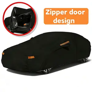 Universal Car Cover,Zipper Door Design,Waterproof,Dustproof,UV Protection,Scratch Resistant,Reflective Strips,for All Weather Car Body Protection,Outdoor Parking and Garage Use