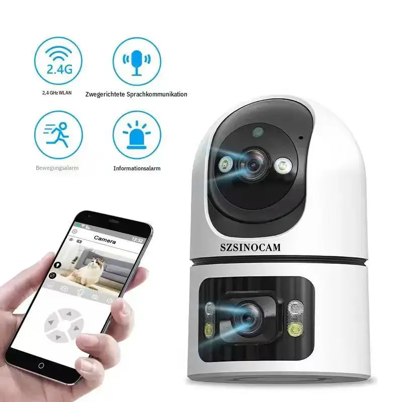 Beenocam WiFi Smart Security Camera with Dual Lens--360° Panoramic Surveillance, Remote View, Two-Way Audio, Infrared Night Vision & Motion Detection