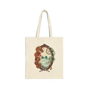 Warrior Dragon Princess Inspired Canvas Tote Bag - Eco-Friendly Shopping Bag, Bohemian Style, Artsy Gift, Everyday Use, Travel Tote, Fantasy, Party Princess, Christmas Gift