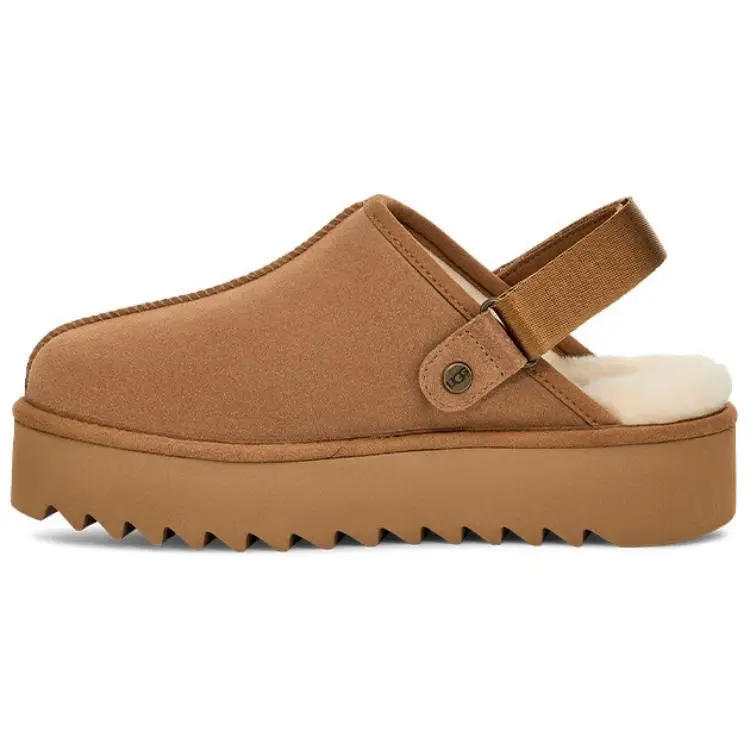 UGG Women's Chestnut Two-Way Slide Slippers with Faux Fur Lining & Protective Toe Cap for Indoor & Outdoor Use