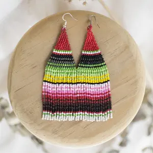 Sarape - Beaded Earrings Inspired by Traditional Mexican Clothing - Handmade by Mexican Artisans - Mother Sierra