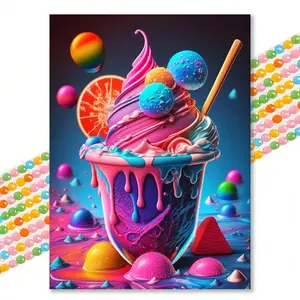 Ice Cream Pattern DIY Diamond Art Painting Without Frame, DIY 5D Diamond Art Painting Kit For Adults & Teenager, DIY Decor Painting For Home Bedroom Living Room And Office, Diamond Painting Kits