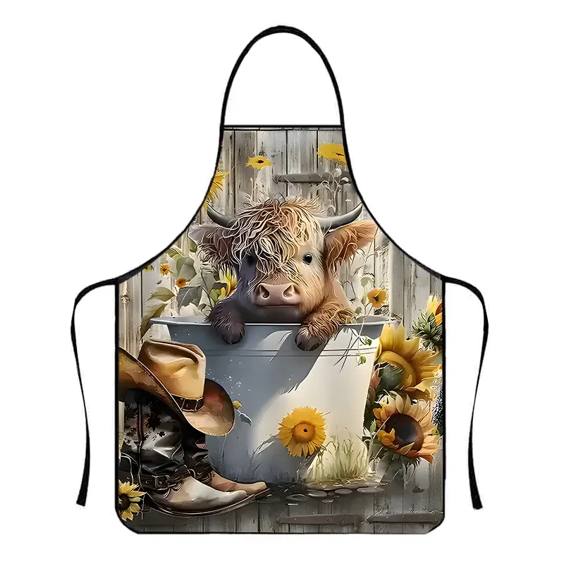 Cute Animal Pattern Polyester Apron, 1 Count Unisex Cooking Apron, Summer Apron for Women,Nails Design Tool, Mother's Day Gift, Kitchen Aprons,Kitchen Essential,Cleaning Tool