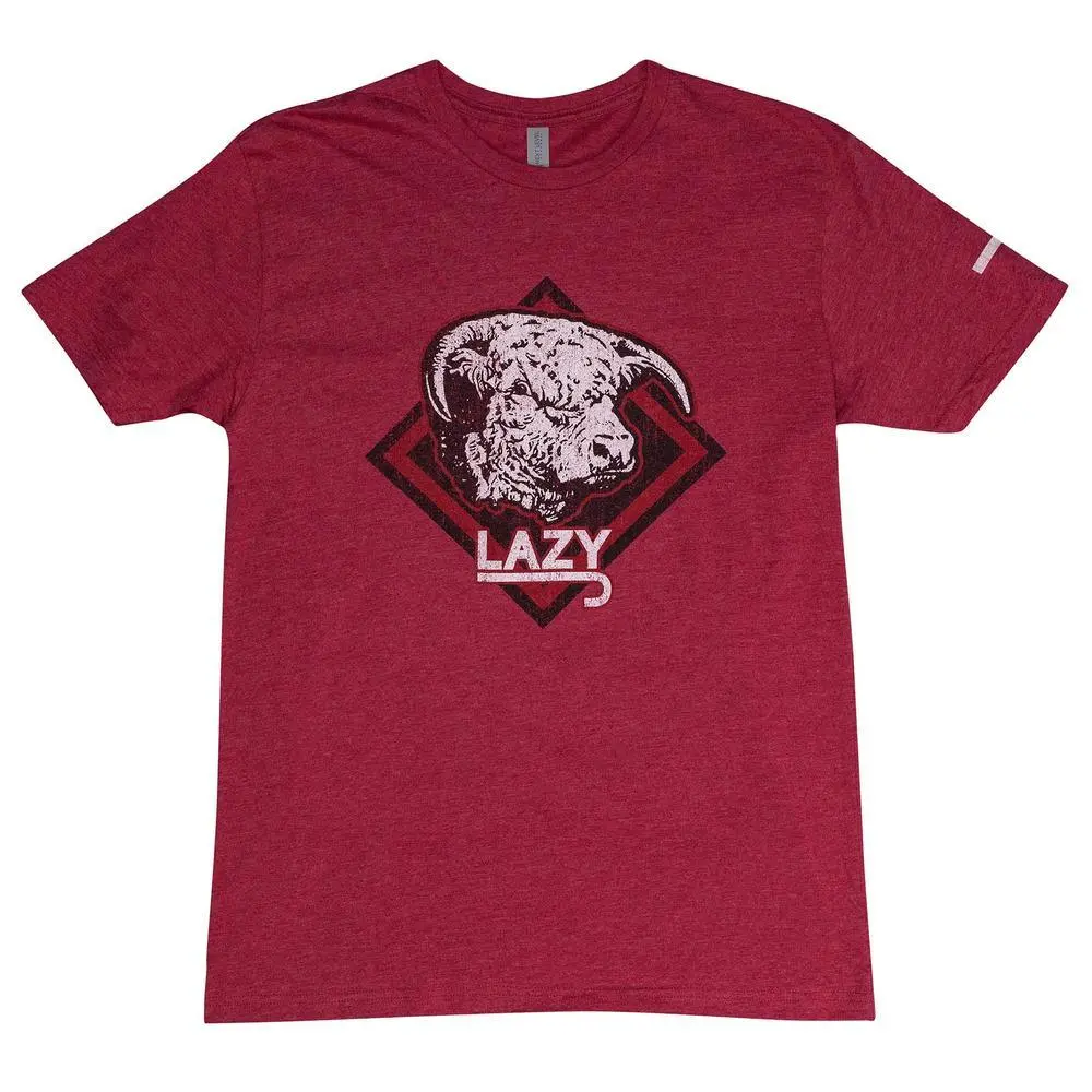 Men's Casual Hereford Bull Graphic Tee - Stylish Short-Sleeve Top in a Comfortable Burgundy Cotton Blend, Shortsleeve, Round Neck, Runs Small, Hereford Head, Bold Look, Diamond Print, Shirt, Menswear, Graphic Front, Short-Sleeve Tee
