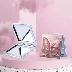 Portable Makeup Mirror Beautiful Butterfly Series Foldable Cartoon Desktop for Girls Student Dormitory Home Touch-Up Cosmetic Mirror