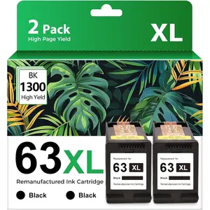 63XL Black Ink Cartridges Replacement for  Ink 63 63XL Black Ink Cartridges Compatible with  Officejet 3830 4650 5255 5258 Envy 4520 4512 DeskJet 3630 2130 1112 Printer,2 Pack Black