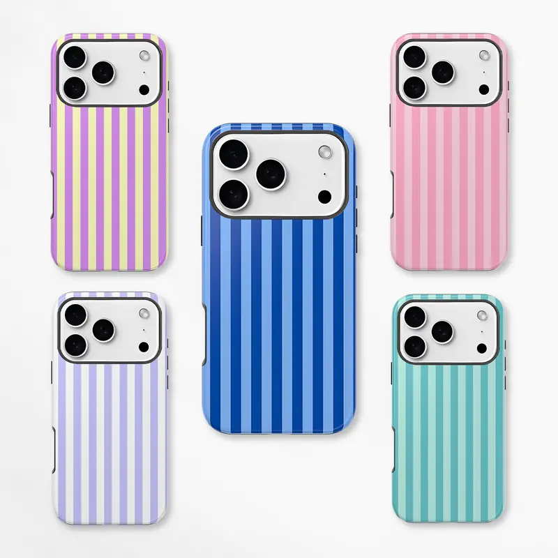 NEW ARRIVAL! Monogrammed Personalized Aesthetic Striped Touch Phone Case - Durable Non-Woven Snug Fit Cute Cover for iPhone 18 Pro/18 Pro Max, 17-11 Smartphones with Protection, Mobile Phone Accessories