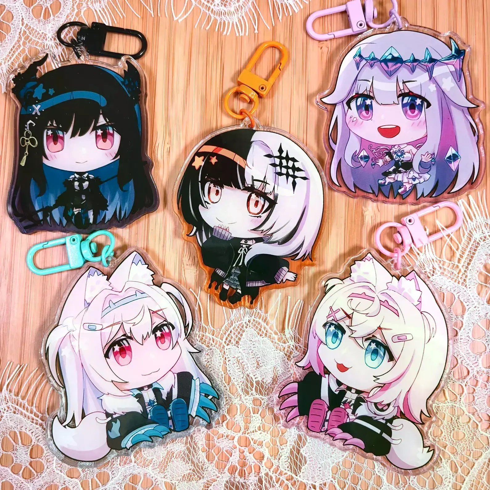 Hololive English Advent Keychain - Anime Chibi Acrylic Charms - Kawaii Keyrings Birthday Gifts – Cute Acrylic Keychain Charms, Perfect Gift for Fans & Collectors