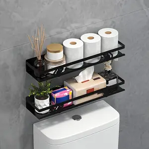 No-Drill Easy-Install Bathroom Storage Rack - Wall-Mounted Toilet Shelf for Shampoo, Shower Gel, Multifunctional Bathroom Organizer
