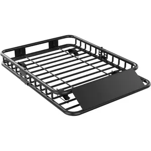 Heavy Duty Global Roof Rack Cargo Basket - Steel Car Rooftop Luggage Holder with Extension, Fits SUVs, Trucks, 200 lbs Capacity, Black  Two-Piece