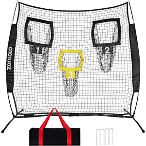6x6ft Football  Net, Football Throwing Net with 3 Target Pockets, Portable QB Throwing Practice Equipment with Small Carry Bag, Suitable for