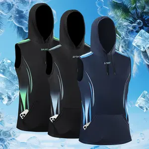 Men's 3-Piece Sleeveless T-Shirt & Drawstring Hoodie Vest Set, Casual Sporty Tops with Breathable, Quick-Dry, Soft Fabric, Multifunctional Fitness Clothes for Gym, Daily Exercise