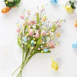 Easter Decorative Branches Set, Creative Realistic Easter Egg Vase Decoration, DIY Bouquet Flower Arrangement, 50cm/5pcs