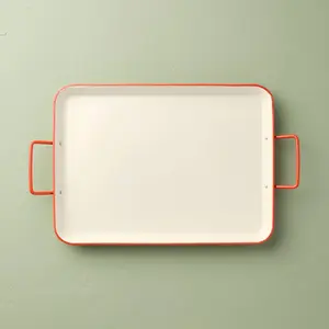 Powder-Coated Metal Rectangular Serving Tray Cream/Orange - Hearth & Hand with Magnolia