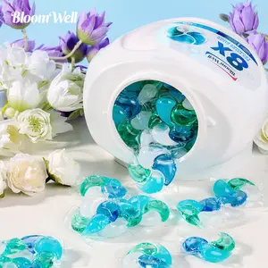 BloomWell 4-in-1 Laundry Pods, Scented Laundry, 60-Count Capsules Ultra-Concentrated Laundry Detergent Beads, 8X Deep Clean Power, Long-Lasting Freshness with Ocean Mirage Fragrance Eco-Friendly Pacs