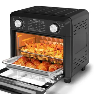 Compact Air Fryer Toaster Oven 11QT 2 Slice Toast Countertop Oven Warm Broil Toast Bake Air Fry Oil-Free 60-Minute Timer 1000W Black Space-Saving Design