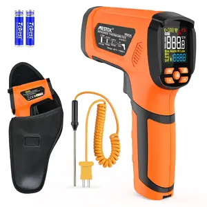 Mestek Infrared Thermometer -40°F ~2912°F,-40~1600℃ High Temperature Meter 50:1 Industrial Dual Laser Digital Thermometer with Temperature Probe