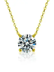 Women's Classic Four Claw Diamond Pendant Necklace, 2 Carat Simulated Diamond Chain Jewelry, Elegant Everyday Accessory, Sparkling CZ Necklace