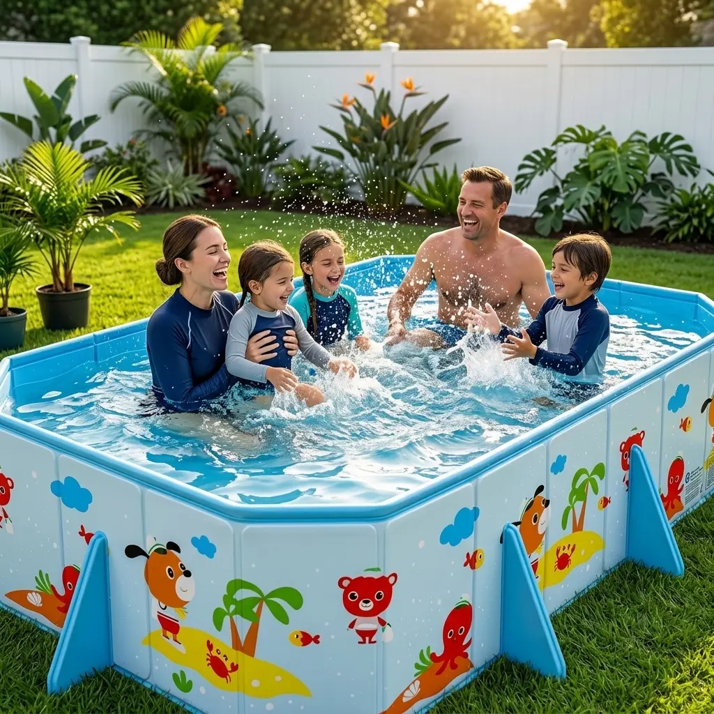 Frame Swimming Pool, 70.9in Large Portable & Foldable Above Ground Water Play Center for Kids, Thickened Wear-Resistant for Outdoor Backyards, Swimming Pool Cover, Pool Accessory
