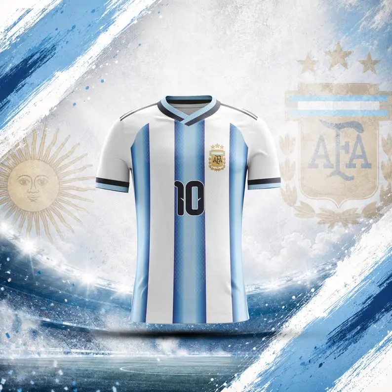 2026 Fan Argentina Top - Collectible Printed Sports Match Jersey, Shirt For Sport Lovers, Gift For Friends And Family, Fan Version Short Sleeve Shirt For Game Day