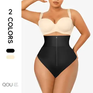 QOU high waisted tummy control thong with adjustable hooks and zipper shaping thong for women suitable for all occasions，Back Toschool colombian girdles faja para cintura period underwear shaper panty  clothes packet brasses Womenswear Casual Shapewear