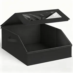 Large Baseball Cap Storage Box, Hat Organizer Rack, Foldable Transparent Window, Closet Accessories, Christmas Gift, Home Organization, Folding Storage Boxes