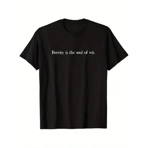 Unisex "Brevity Is The Soul of Wit" Shakespeare Quote T-Shirt - 100% Cotton Loose Fit Casual Tee with Shakespearean Print, S-XXXL Sizes, Round Neck for Literature Lovers & Shakespeare Events