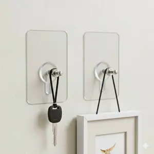 Wall Mounted Invisible Picture Frame Holder, No Drill Strong Adhesive Hooks for Hard Wall & Drywall, Removable Reusable Damage-Free Wall Decor Photo Frame Hanging Kit with No Residue.