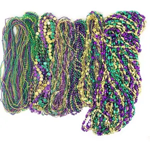 4E's Novelty Mardi Gras Beads Bulk – 500 Metallic Assorted Necklaces