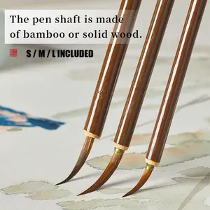 Leaf Veins Detail Brush Set – 3-Piece Fine Line Liner Brushes (Fine / Medium / Large Tip Sizes) for Botanical Painting, Ink Art, Chinese Brush Painting, Illustration, Nature Art, Branch & Leaf Detailing, Professional Art Supplies