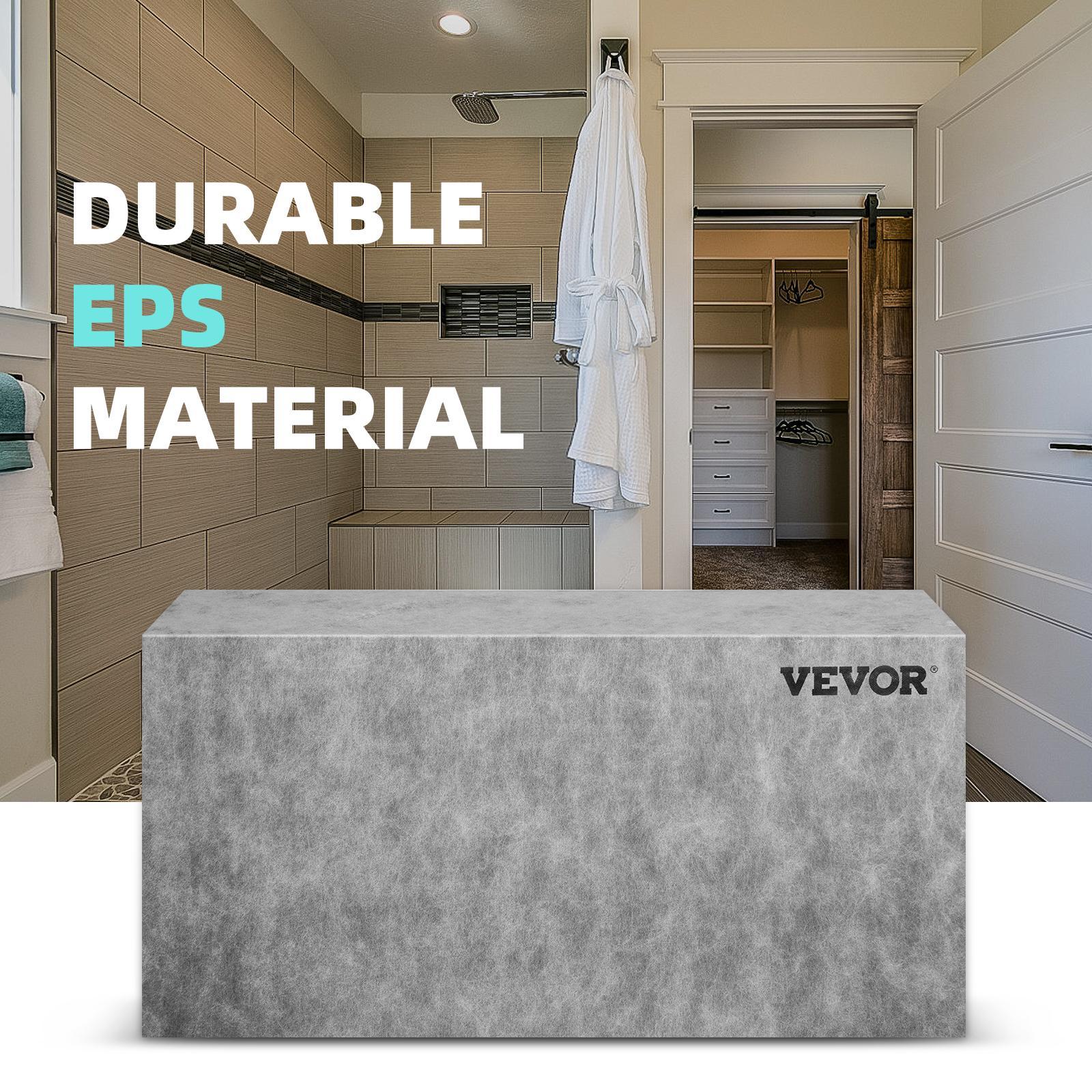 VEVOR Board Shower Bench Rectangle Bench Ready to Tile&Waterproof 38.2x11.4x20" Installation Resistance