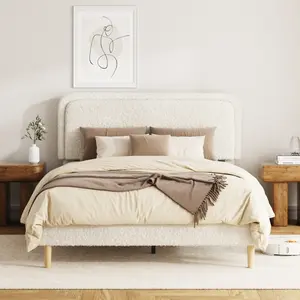[Bellemave] Full/Queen/King Plush Upholstered Platform Bed with Height-Adjustable Headboard, Sturdy Frame and Alats, Quiet Design, No Box Spring Needed, Easy to Assemble