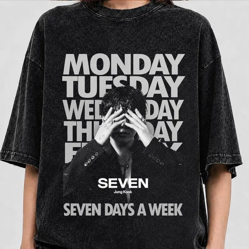 Jkook Seven Wash T Shirt, Golden Maknae Graphic Tee, Fan Fan Gift, Vintage Kpop Concert Shirt, Merch