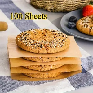 100 Sheets, Coated Square Raw Parchment Paper, Non-Stick & Unbleached Non-Tonix Wax Paper for Storing & Freezing Hamburgers, Cookies,Kitchen Accessories