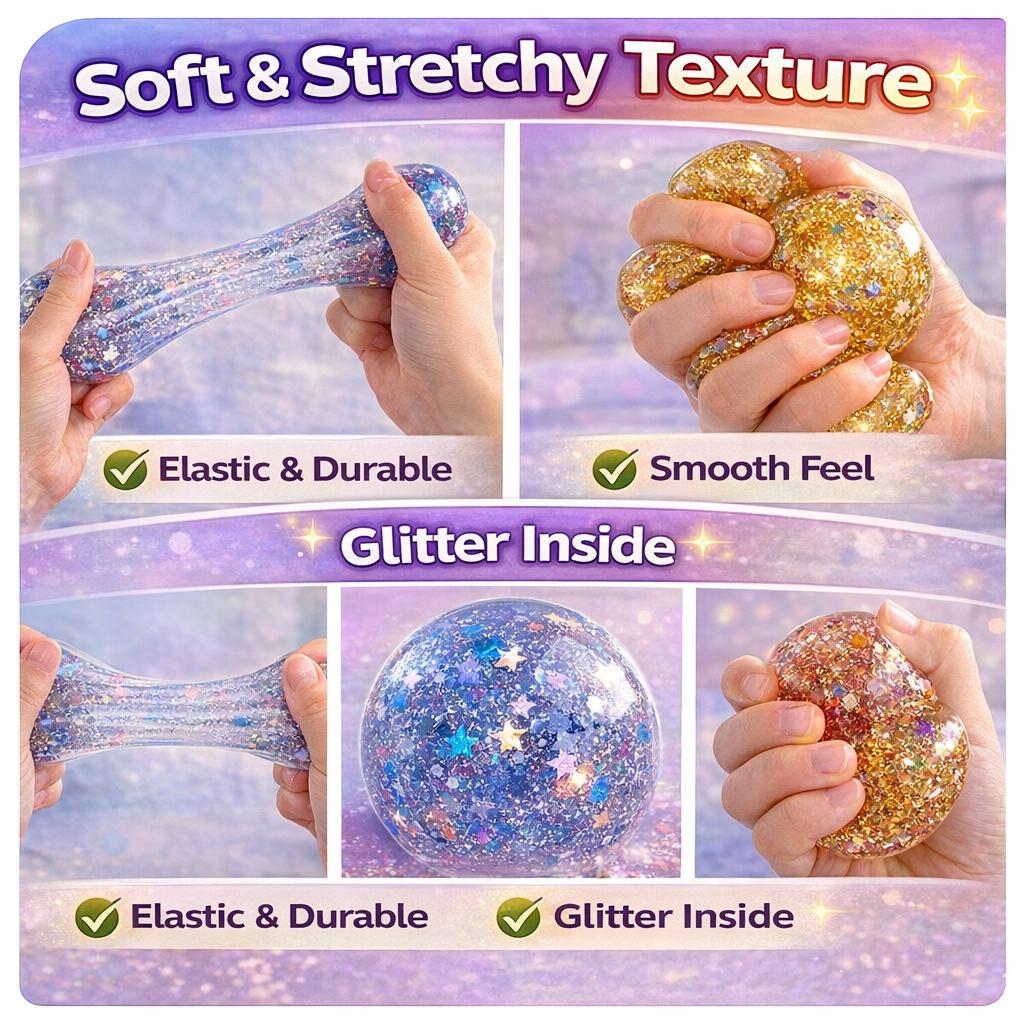 ASMR Satisfying Squishy Bun  Soft Glitter Slime Fidget, Slow Rising Stress Relief Squeeze for Relaxing Daily Use