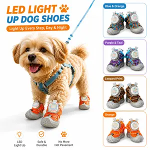 LED Dog Shoes for Small Dogs - 4pcs Anti-Slip Light-Up Boots with Stay-On Design, for Night Safety & Outdoor Paw Protection puppy gear