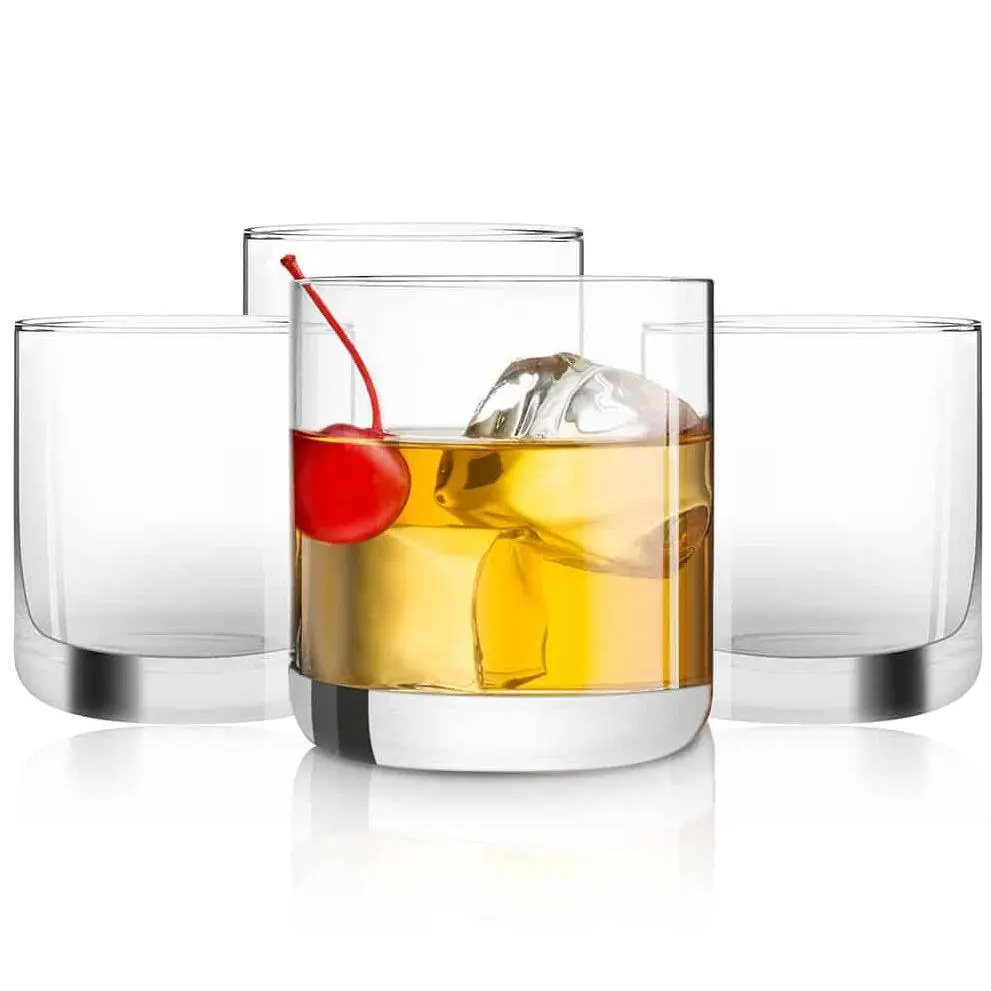 JoyJolt Set of (4) 10-oz Nova Crystal Whiskey Glasses